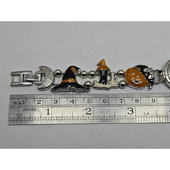 Halloween Charm Bracelet Watch Quartz New Battery Bats Pumpkins Black Hat Silver main image 7